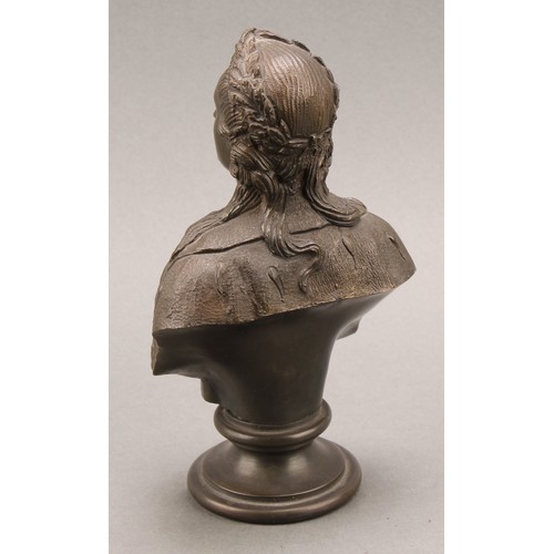 2554 - Russian School, a composed pair of cabinet bronze portrait busts, Peter I (Пётр I) and Catherine II ... 