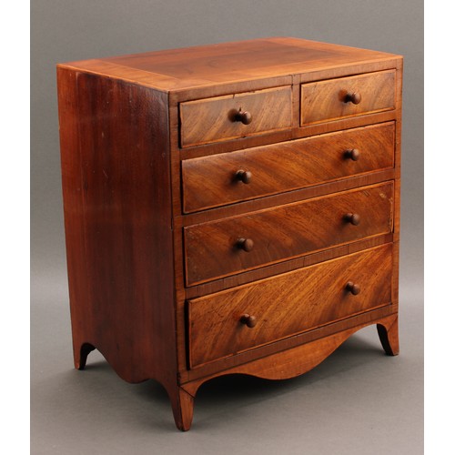 1967 - Miniature Furniture - a George III mahogany caddy top chest, crossbanded top above two short and thr... 