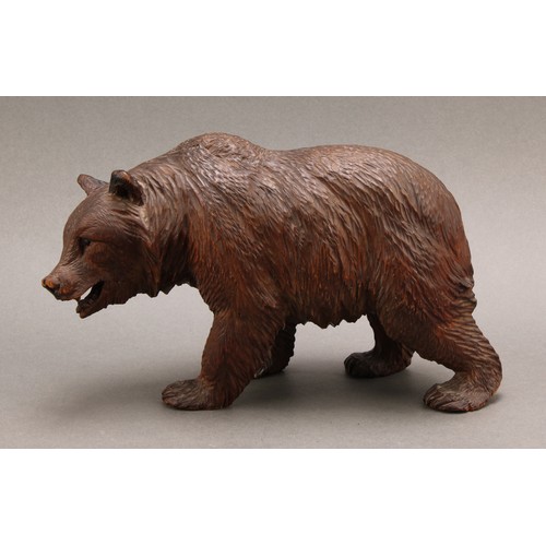 2215 - A Black Forest bear, naturalistically carved 22cm long, c.1900