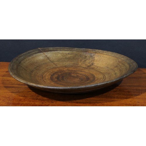 2193 - Treen - a large 19th century sycamore dairy bowl, 51cm x 54cm