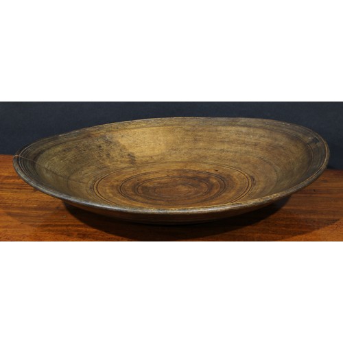 2193 - Treen - a large 19th century sycamore dairy bowl, 51cm x 54cm