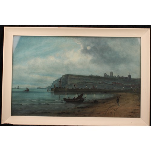 571 - John Francis Branegan (1843-1909) 
Whitby Moonlight 
signed, titled, watercolour, 40cm x 64cm