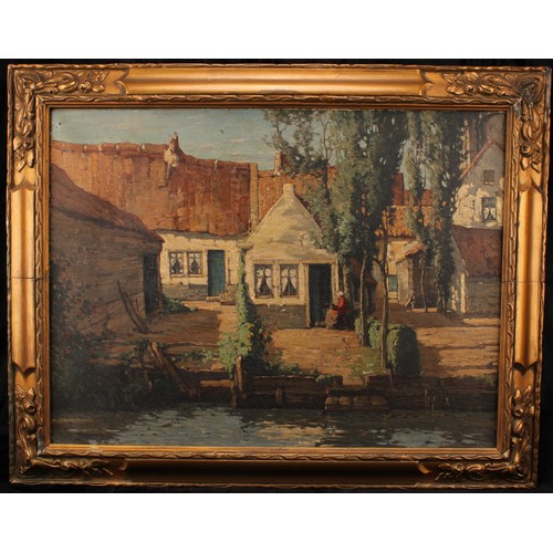 468 - Piet Rackwitsz (1892-1968) 
Dutch House with Canal 
unsigned, label to verso, oil on canvas, 44cm x ... 