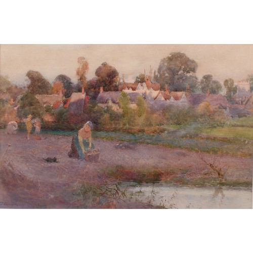 374 - James Millar Mackay (1863-1936) 
Harvest Scene with Kitten 
signed, dated 1905, watercolour, 23cm x ... 