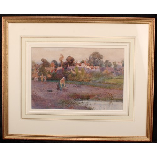 374 - James Millar Mackay (1863-1936) 
Harvest Scene with Kitten 
signed, dated 1905, watercolour, 23cm x ... 