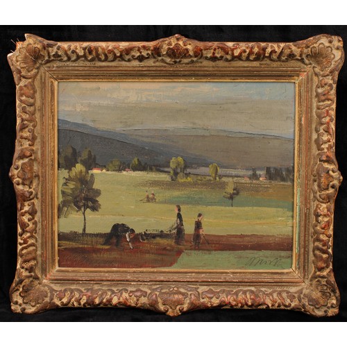 567 - French School (19th century) 
Preparing the Ground 
indistinctly signed, oil on canvas, 30cm x 38cm