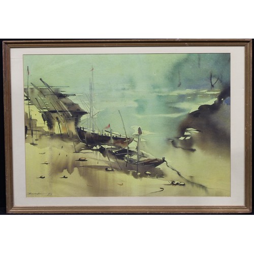 366 - English School (20th century) 
Fishing Boats 
indistinctly signed, dated 96, watercolour, 46cm x 66c... 