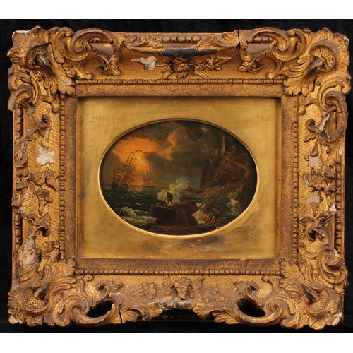 533 - English School (18th century) 
The Shipwreck 
unsigned, oil on oval panel, 14cm x 18.5cm