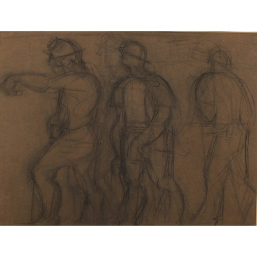 369 - Hector McDonald Sutton (1903–1992) 
Three Firefighters 
unsigned, label to verso, pencil sketch, 31c... 