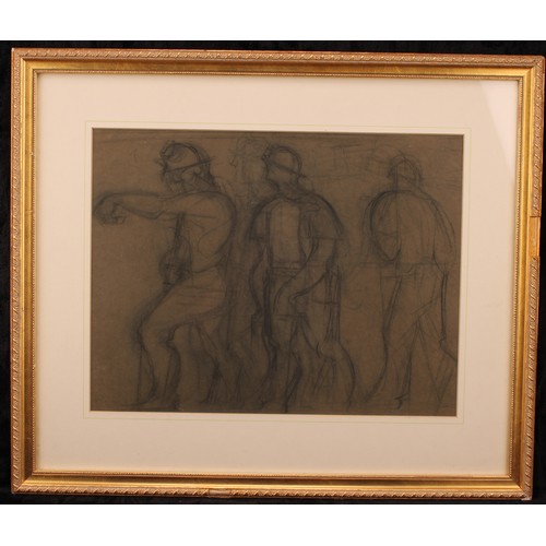 369 - Hector McDonald Sutton (1903–1992) 
Three Firefighters 
unsigned, label to verso, pencil sketch, 31c... 