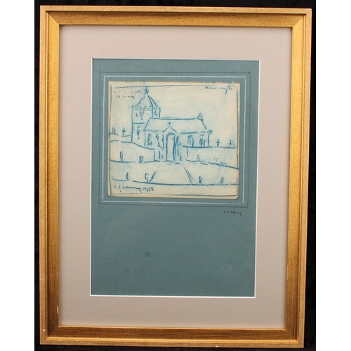 478 - After L. S. Lowry (1887-1976) 
View of a Church 
signed, dated 1958, crayon, 16cm x 18cm