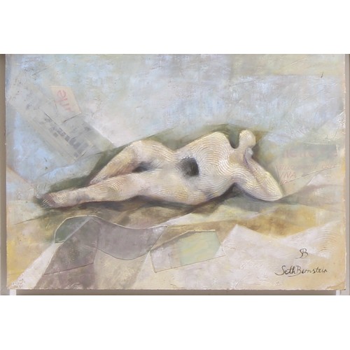 387 - Seth Bernstein (Modernist School), a pair, Reclining Nudes, signed and monogrammed, mixed media, 30c... 