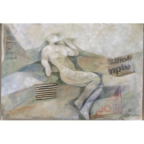 387 - Seth Bernstein (Modernist School), a pair, Reclining Nudes, signed and monogrammed, mixed media, 30c... 