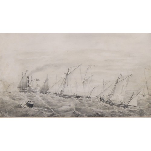 363 - English School (19th century) 
SS Royal William 
indistinctly signed, pencil sketch, 20cm x 35.5cm; ... 