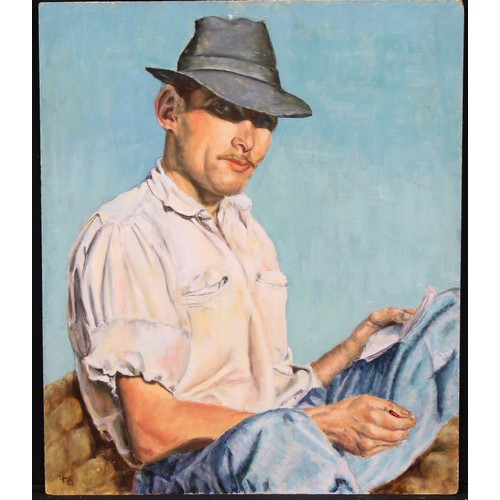 537 - L.M.G. (Spanish School, 20th century)  
Portrait of a Writer 
monogrammed, oil on board, 61cm x 51cm... 