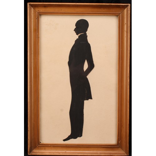 592 - A Victorian full length portrait silhouette, of George John Bishop (1824-1886), facing to dexter, 29... 