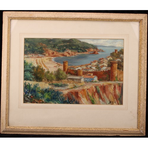 381 - Rigau Geli (Italian School) 
Castellated Port, Italy 
signed, oil, 29cm x 43.5cm