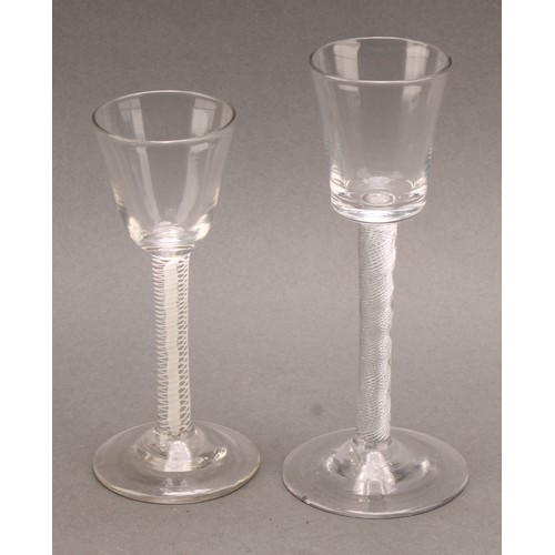 283 - A George III opaque twist wine glass, conical bowl, double-helix stem, domed foot, 14.5cm high, c.17... 