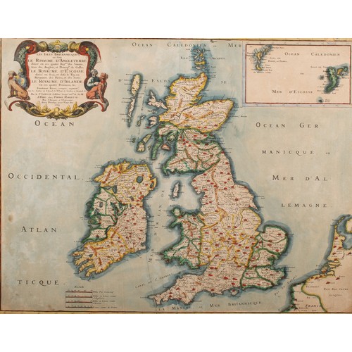 2491 - The British Isles - Nicolas Sanson, a two-page coloured map, Les Isles Britannicques.....A Paris Pie... 