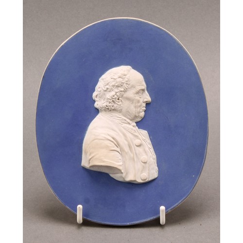 2 - A 19th century jasperware oval portrait plaque, depicting Edward Bourne (Old Bourne), bricklayer at ... 