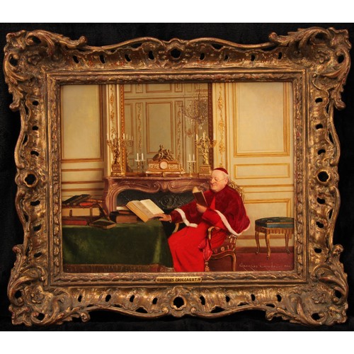 451 - Georges Croegaert (Anti-clerical Movement, 1848-1923)
A Cardinal Relaxing With a Book,
signed, inscr... 