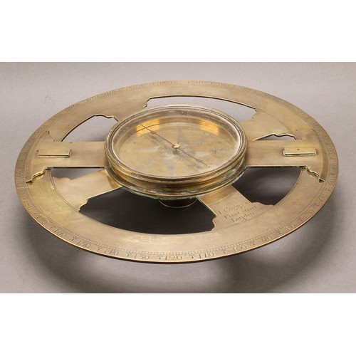 2328 - A George III brass circumferentor, by I Coggs, Fleet Street, London, 31cm diameter, c.1780