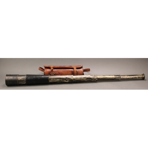 2341 - An early 20th century four-draw military telescope, by C W Dixey & Son, opticians to The Queen, 3 Ne... 