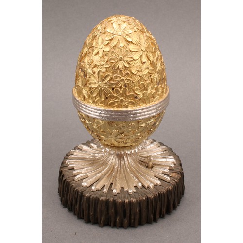 1079 - Christopher Nigel Lawrence (Bn.1936) - an Elizabeth II silver and silver-gilt musical surprise egg, ... 