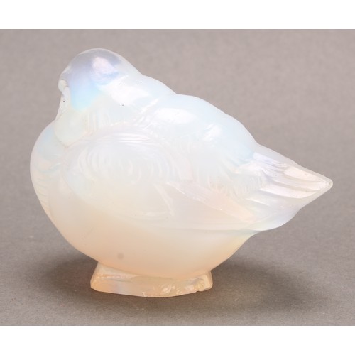 296 - A Sabino opalescent glass model, of a bird, 8cm long, etched mark