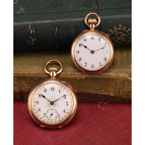 1163 - Two Ladies Pocket Watches; to include a 12ct rose gold pocket watch and a 9ct yellow gold pocket wat... 