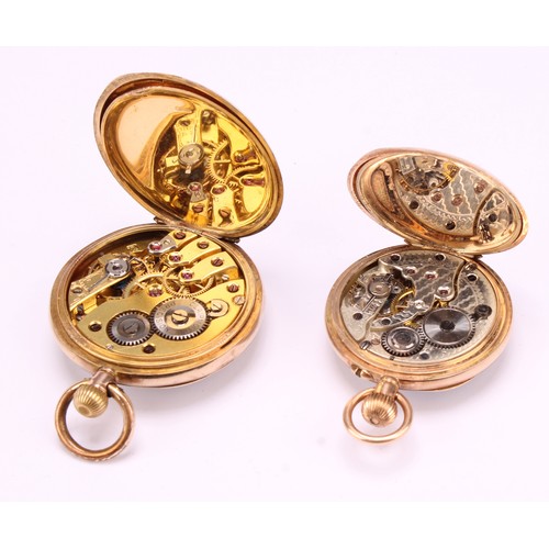 1163 - Two Ladies Pocket Watches; to include a 12ct rose gold pocket watch and a 9ct yellow gold pocket wat... 