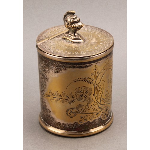 694 - A Victorian E.P.N.S oval tea caddy, bright-cut engraved, hinged coverm 15cm wide, James Dixon & Sons... 