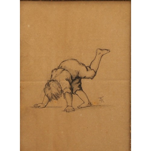 546 - Continental School (19th century)
The Handstand
signed with monogram, pen and ink drawing, 12.5cm x ... 