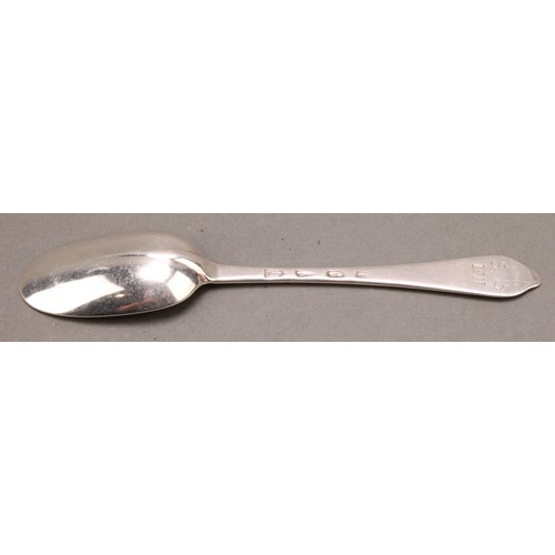 661 - A Queen Anne silver Dog Nose pattern spoon, rat tail bowl, 19.5cm long, Thomas Spackman, London 1709