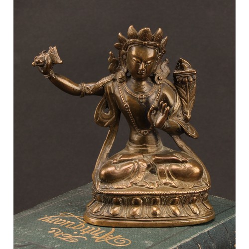 1371 - Chinese School (19th century), a bronze, Tara, lotus base, 10.5cm high