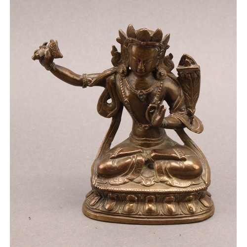 1371 - Chinese School (19th century), a bronze, Tara, lotus base, 10.5cm high