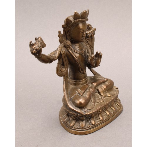 1371 - Chinese School (19th century), a bronze, Tara, lotus base, 10.5cm high