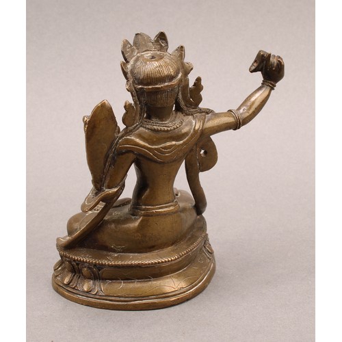 1371 - Chinese School (19th century), a bronze, Tara, lotus base, 10.5cm high