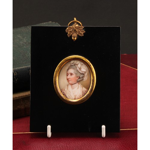 1408 - Attributed to James Nixon (1741-1812), a portrait miniature, of lady, Mrs Charlotte Carrington, head... 