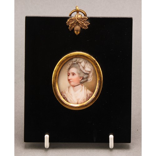 1408 - Attributed to James Nixon (1741-1812), a portrait miniature, of lady, Mrs Charlotte Carrington, head... 