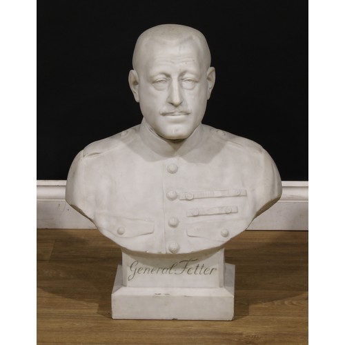 2089 - Antoine Sartorio (French, 1885-1988), a white marble bust, General Fetter, in military uniform, insc... 