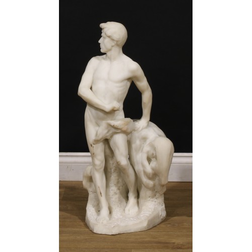 2551 - Prof. E Vannucci (Italian) a white marble sculpture, figurative study, 74cm high, late 19th/early 20... 