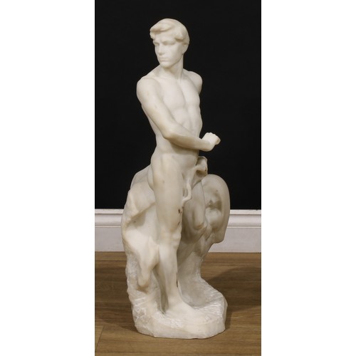 2551 - Prof. E Vannucci (Italian) a white marble sculpture, figurative study, 74cm high, late 19th/early 20... 