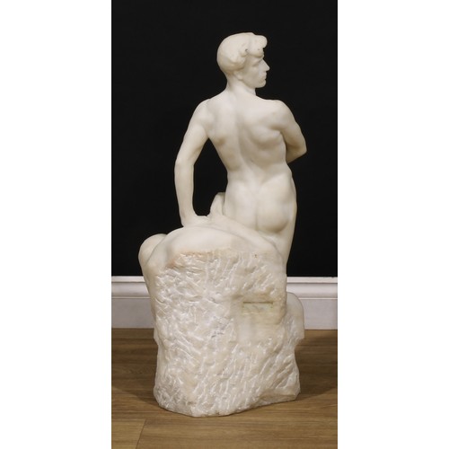 2551 - Prof. E Vannucci (Italian) a white marble sculpture, figurative study, 74cm high, late 19th/early 20... 