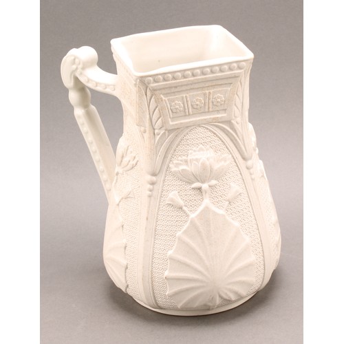 17 - An early Victorian William Ridgway & Co. relief moulded buff jug, with Tam O' Shanter scenes, 20cm h... 