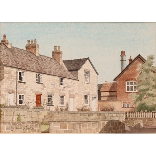 497 - Shirley Anne Johnson (Derbyshire artist)
Shops Near Friargate Bridge, Derby and Cottages,
signed, wa... 