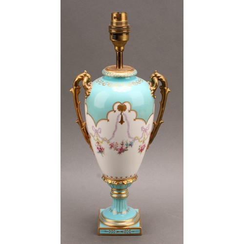 109 - A Royal Worcester reticulated pot pourri vase, decorated with floral sprigs, on a blush ivory ground... 