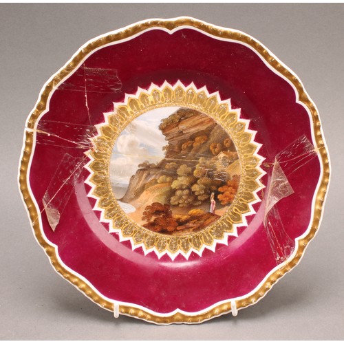 28 - A pair of 19th century Flight, Barr & Barr, Worcester desert dishes, featuring scenes of Skelwith Ca... 