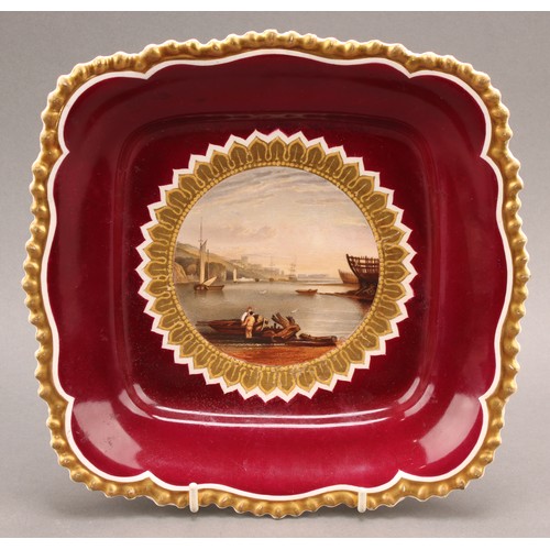 28 - A pair of 19th century Flight, Barr & Barr, Worcester desert dishes, featuring scenes of Skelwith Ca... 