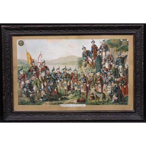 596 - Scottish School (19th century)  Gathering of the Clans unsigned, colour lithograph, 39cm x 61.5cm, c... 